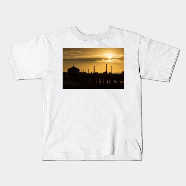 Manhattan Beach Pier Kids T-Shirt by sma1050